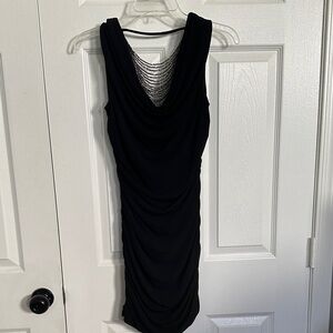 BCX Black Backless Dress with Silver Accents
